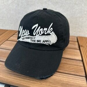 Black New York City The Big Apple Embroidered Baseball Cap One Size Cotton